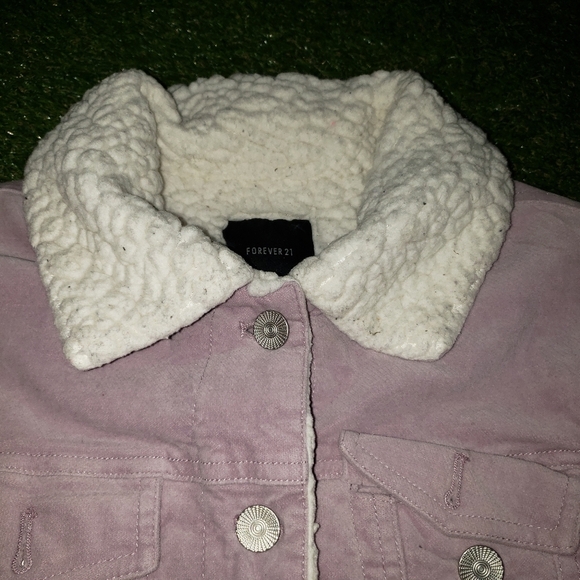 Forever 21 Lavender Purple Sherpa Jacket High Collar w/Pockets Size S H1 - Picture 3 of 7